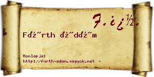 Fürth Ádám névjegykártya