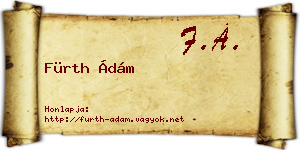 Fürth Ádám névjegykártya